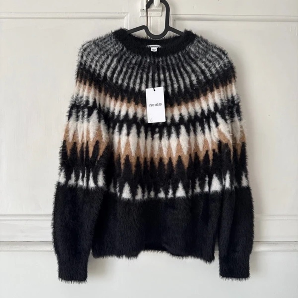 Reiss Black and Brown Patterned Sweater